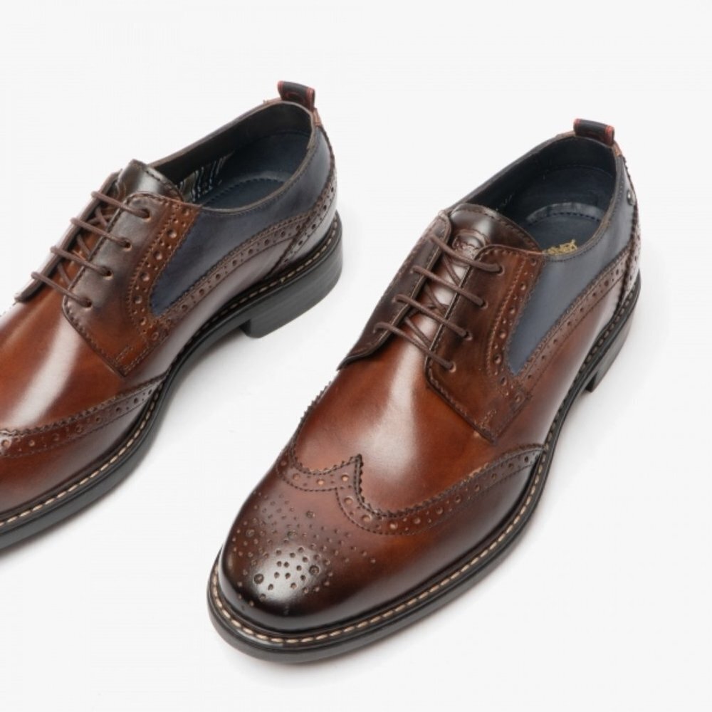 #42 BASE LONDON LENNOX Leather Wingtip Derby Shoes